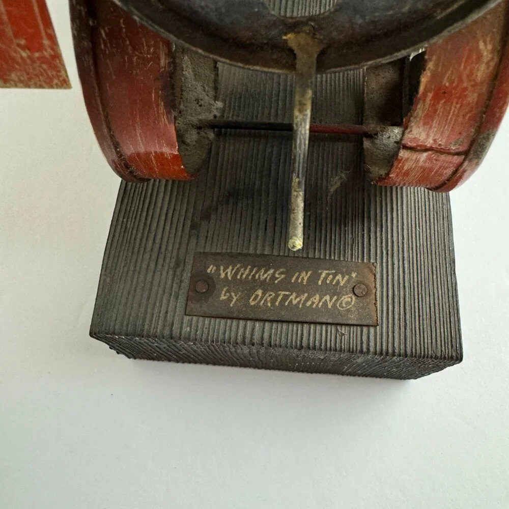 Vintage Metal Train by ORTMAN  Wooden stand